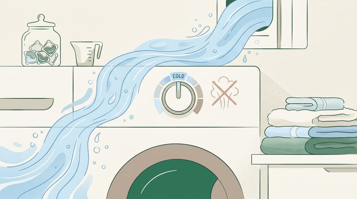 Cold-water laundry myth-busting editorial hero — dial set to cold