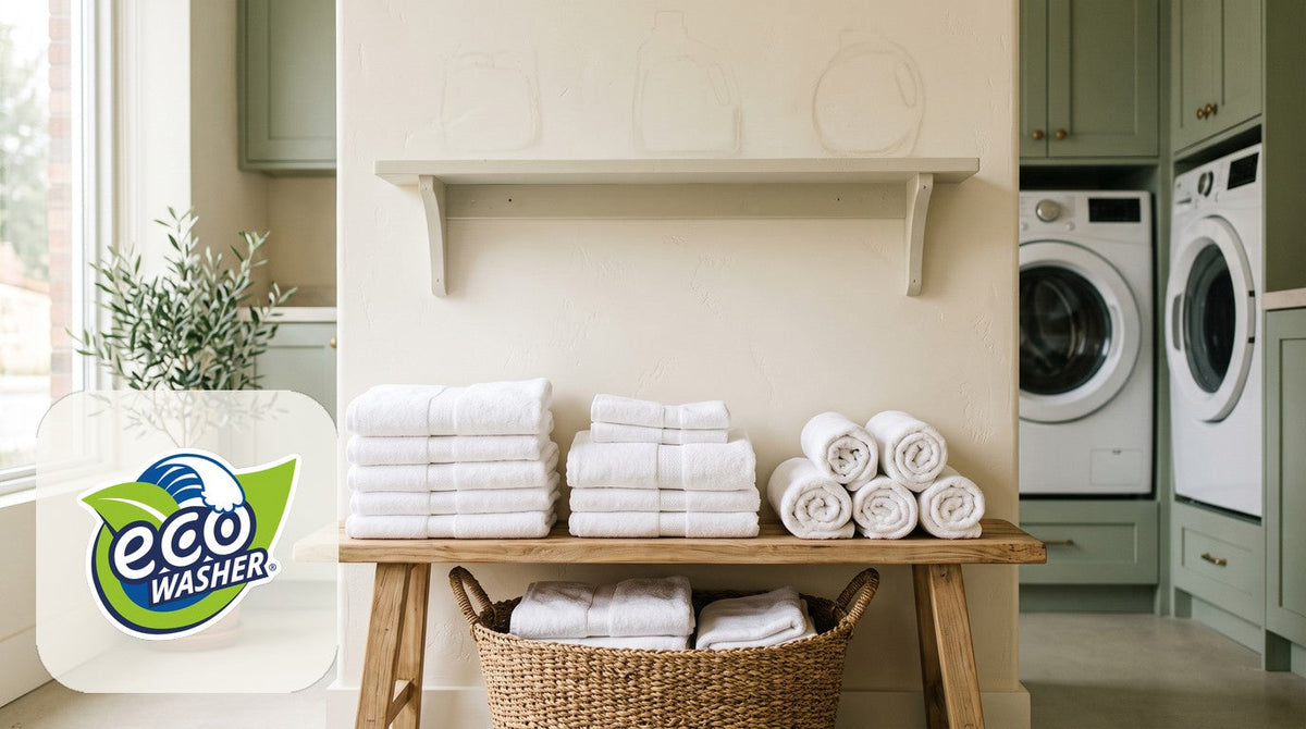 Fitness towel laundry nook for EcoWasher EXL gym and studio loads