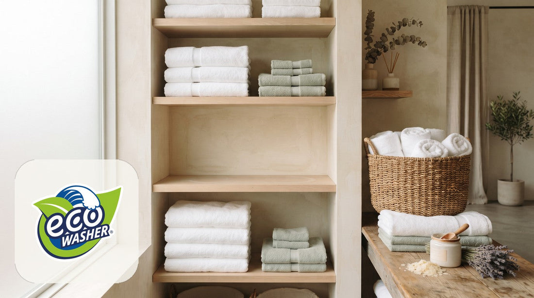 Spa towel and linen nook for EcoWasher EXL commercial-strength laundry