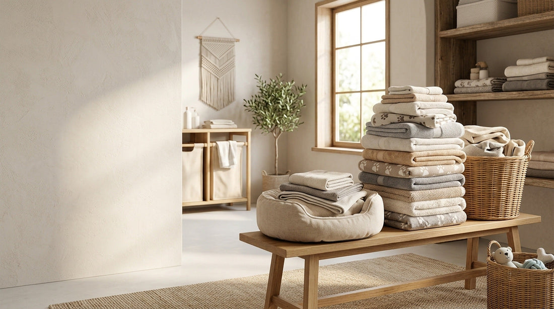 Pet blankets and towels ready for fresh laundry — detergent-free for pet owners
