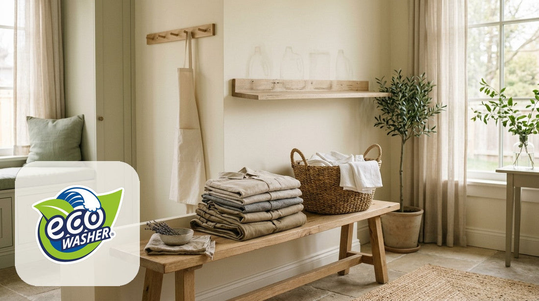 Mudroom workwear laundry nook for EcoWasher Pro daily uniforms