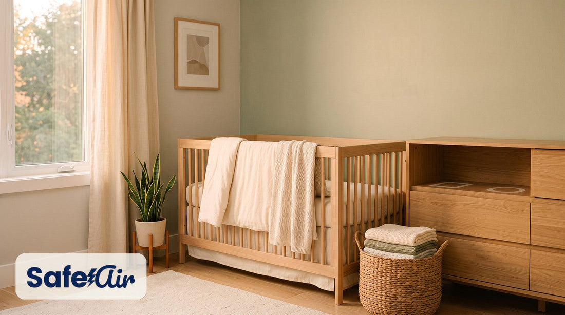 Nursery scene for portable SafeAir Mini X2 filter-free air