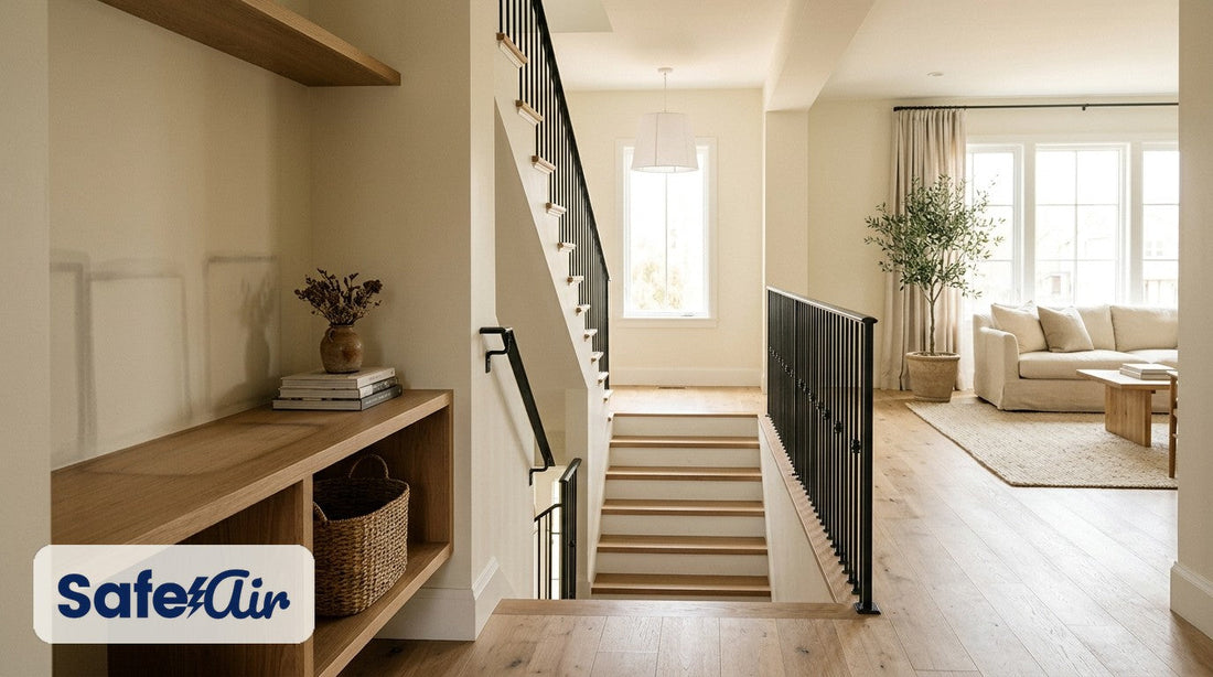 Multi-story home living scene for filter-free SafeAir Ultra air