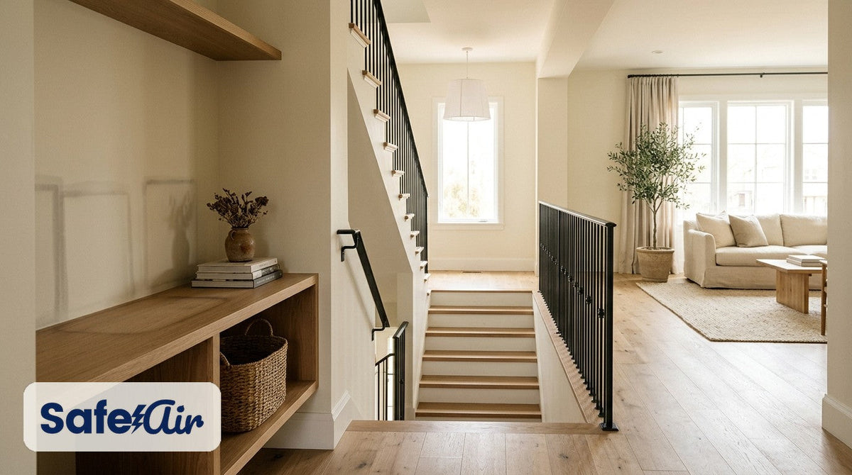 Multi-story home living scene for filter-free SafeAir Ultra air