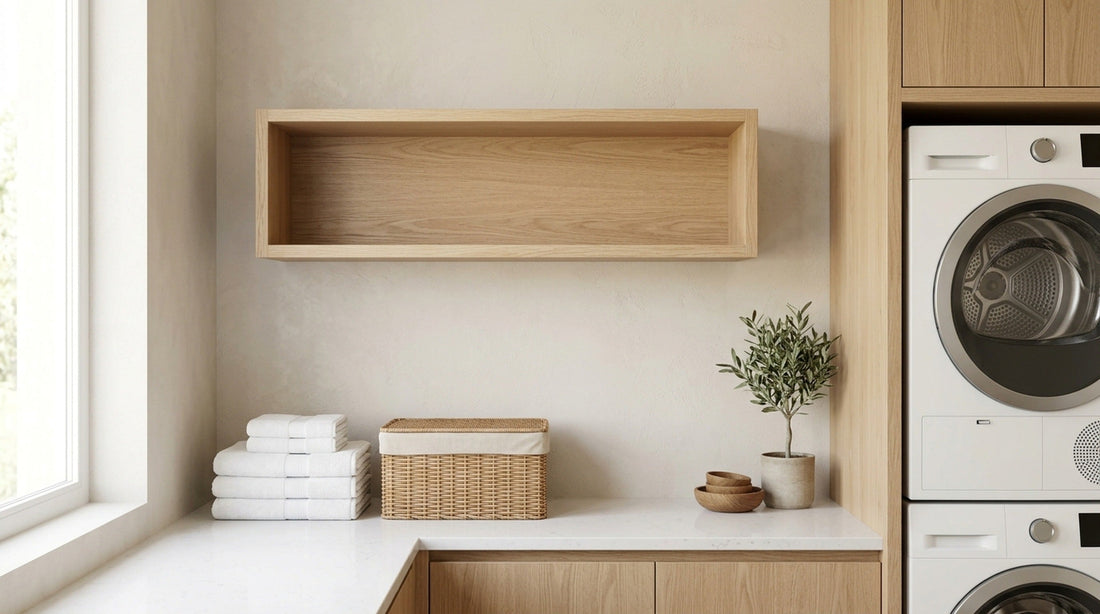 Empty laundry shelf and clean clothes — stop buying laundry detergent for good