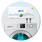 EcoWasher Pro product tile showing unit mounted above a washing machine