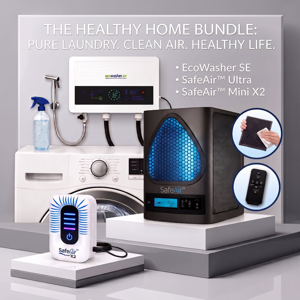 The Whole-Home Kit — EcoWasher® SE, SafeAir™ Ultra, and SafeAir™ Mini X2 together