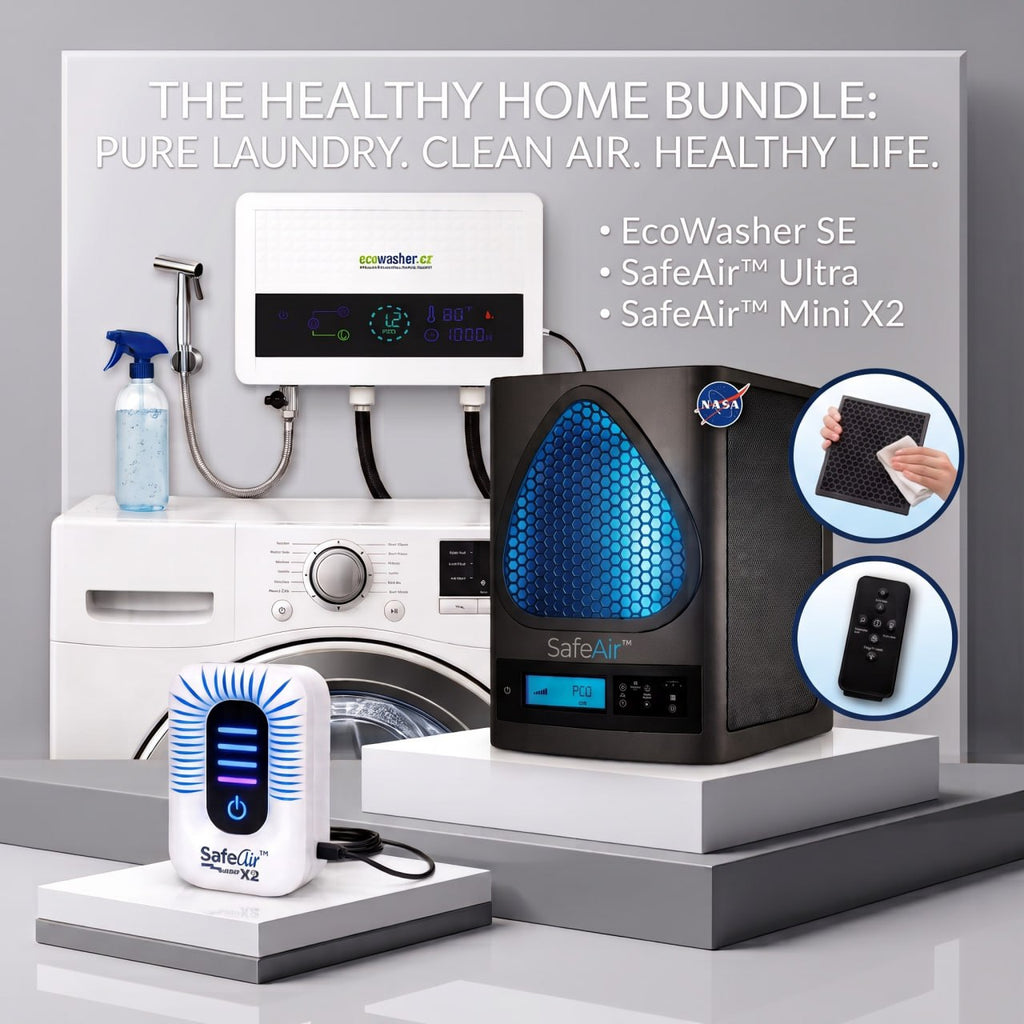 The Whole-Home Kit — EcoWasher® SE, SafeAir™ Ultra, and SafeAir™ Mini X2 (primary kit composite)